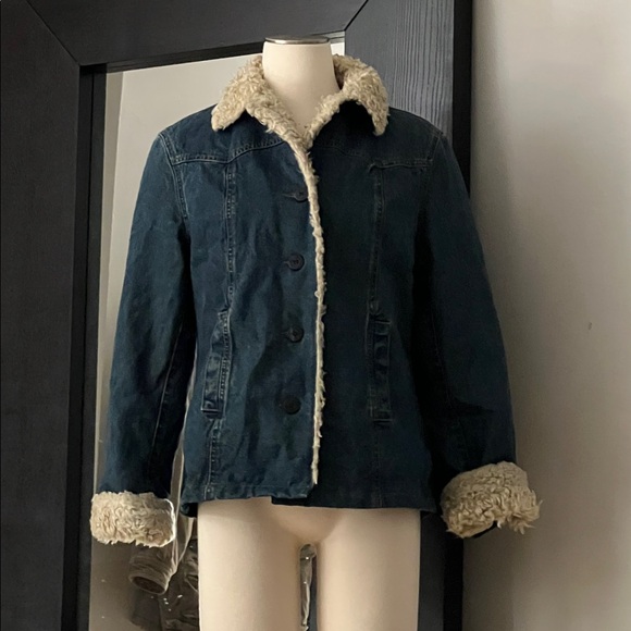 Vintage Esprit 90s/00s Denim Sherpa Lined Jacket Size M – Y2K It-Girl Vibes - Picture 1 of 11